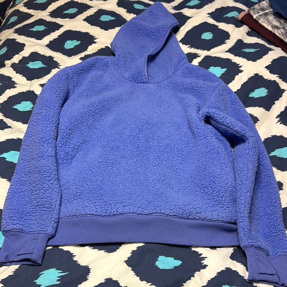Athleta Plush Sherpa Hoodie in Periwinkle Blue